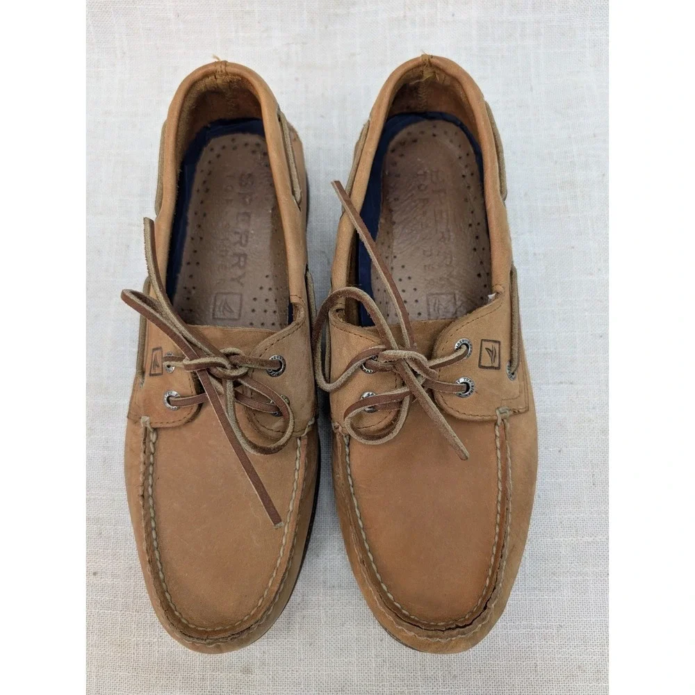 Sperry Top Sider Men's Tan / Brown Leather 2-Eye Boat Deck Casual Shoes Size 11?